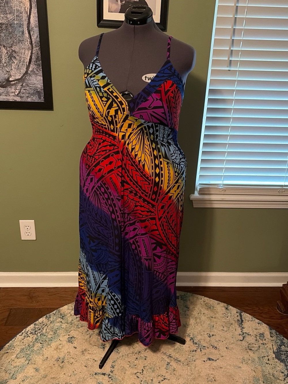 Vibrant Multicolor Maxi Dress with Tribal Print